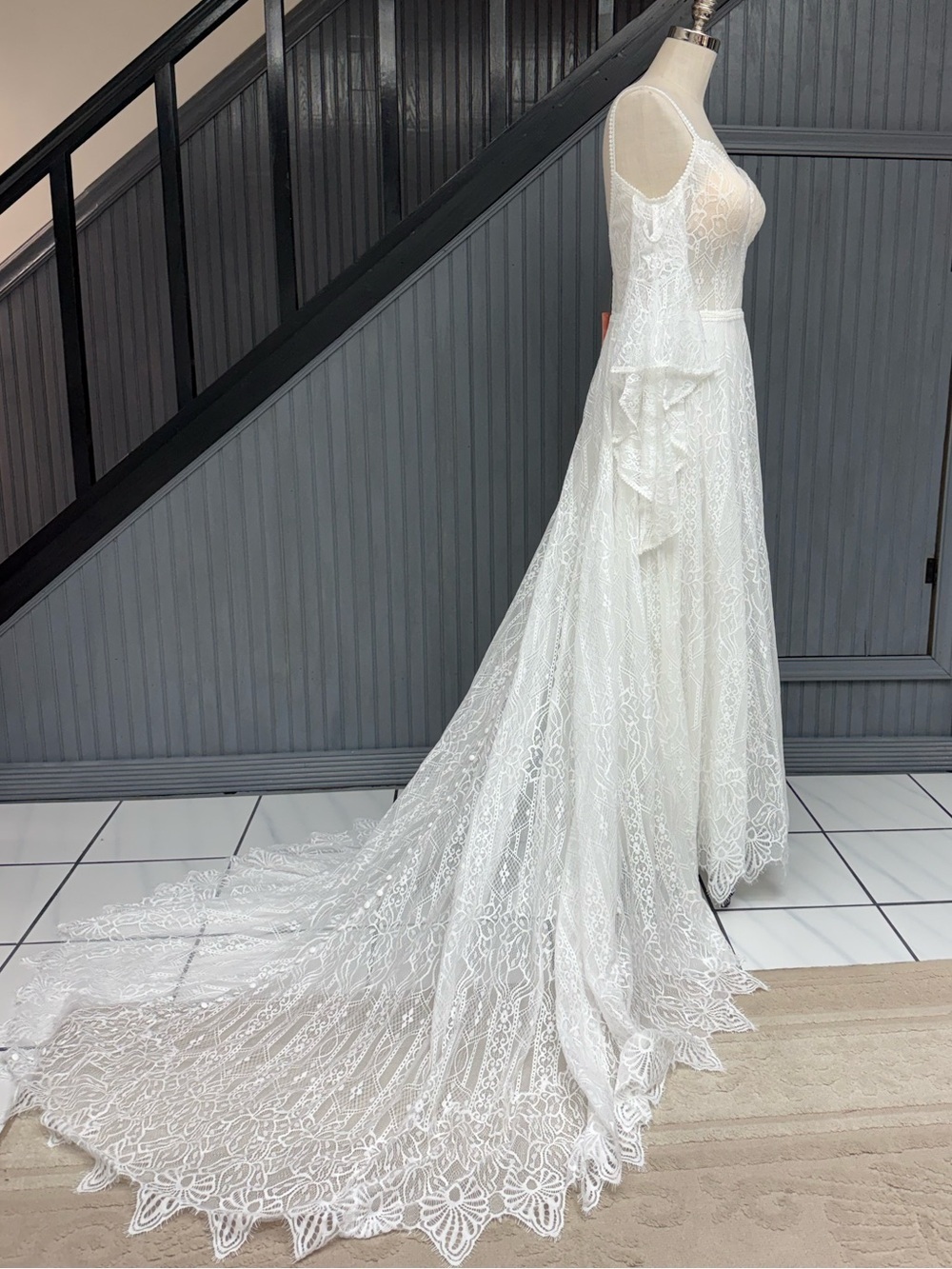 Wilderly Bride Genevieve Lace Boho Wedding Dress Gown Ivory Petite, Lace Crochet - Picture 5 of 17